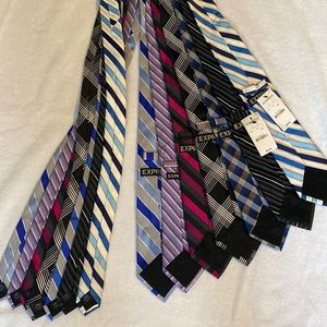 BULK (7 ties) brand new, EXPRESS ties, approx 57”, various patterns/textures.
